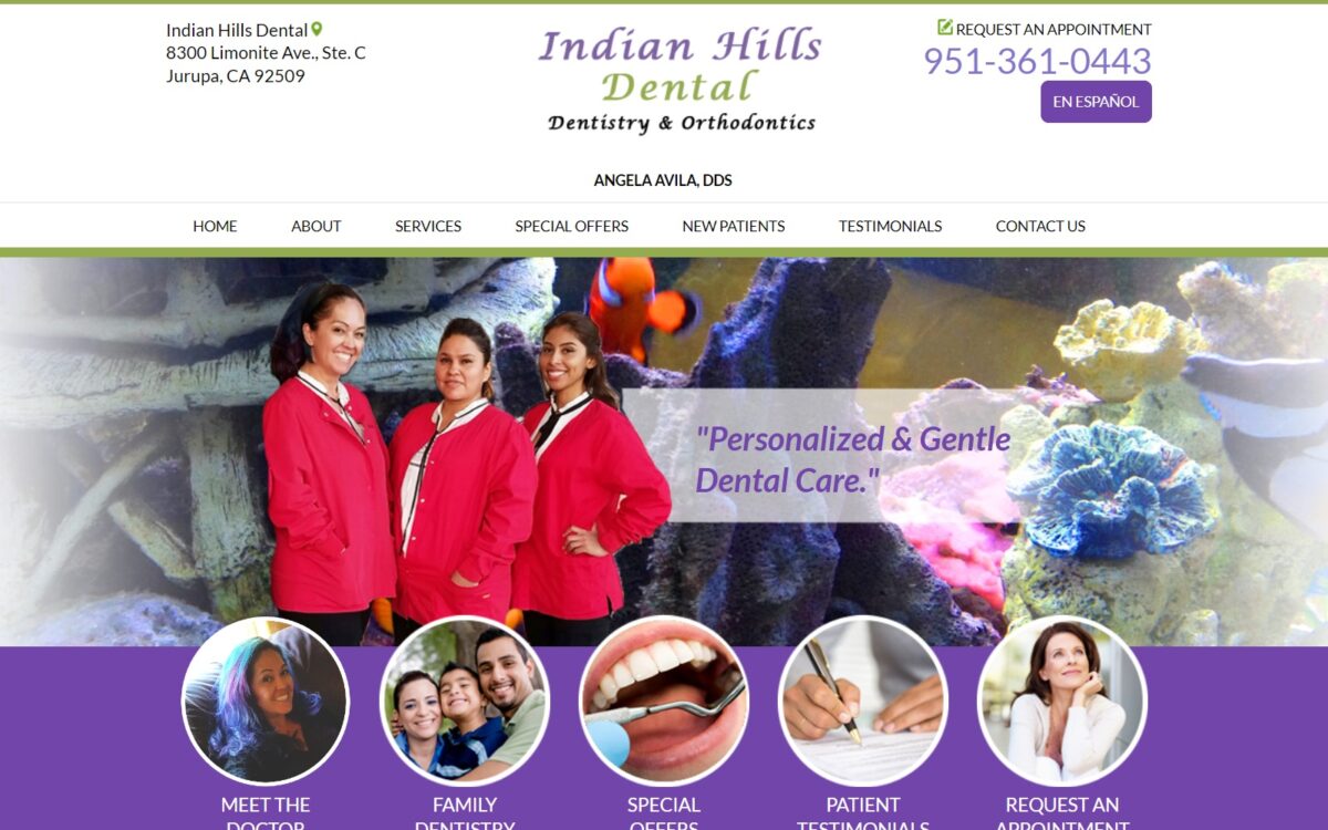 indianhillsdental.com screenshot