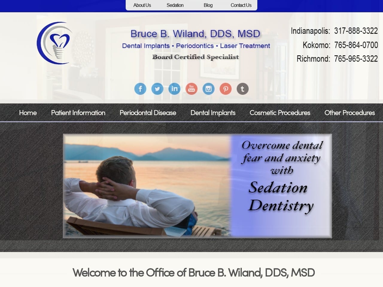 Wiland Bruce B DDS MSD Website Screenshot from indyperio.com