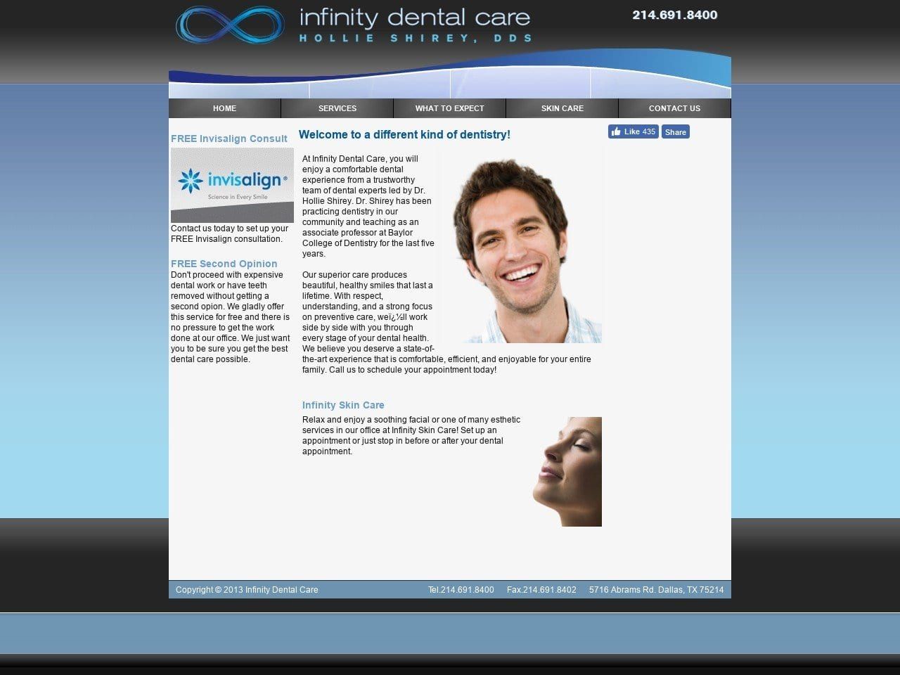 Infinity Dental Care Website Screenshot from infinitydentalcare.net