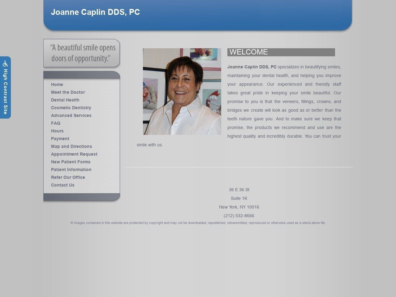 Joanne S Caplin DDS PC Website Screenshot from infodentist.com
