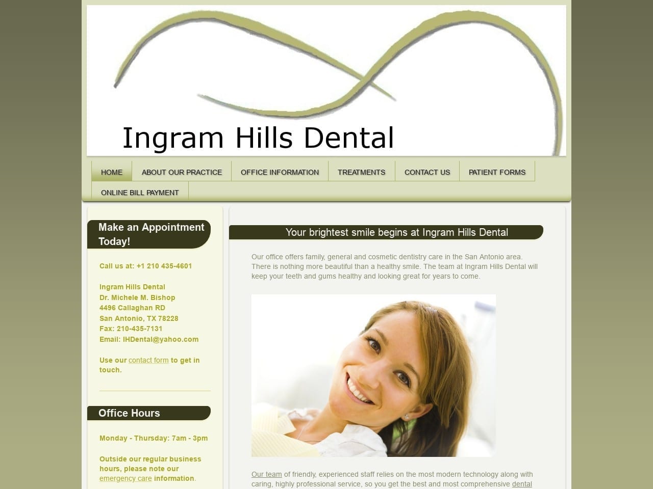 Michele M Bishop Website Screenshot from ingramhillsdental.com