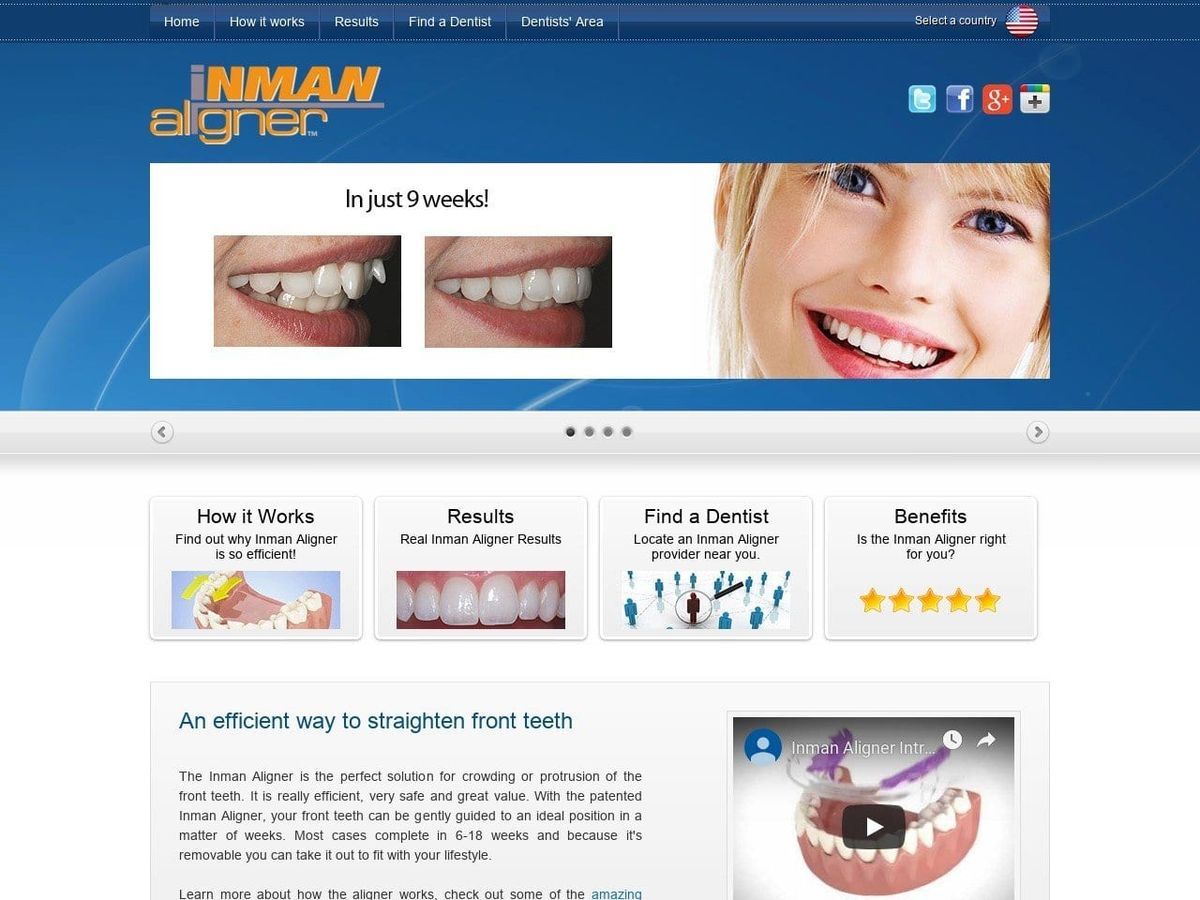 Inman Orthodontic Lab Website Screenshot from inmanaligner.com