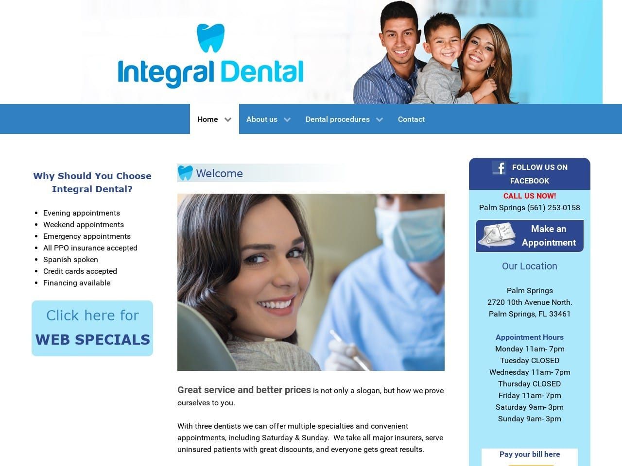 Integral Dental & Denture Center Website Screenshot from integraldental.com