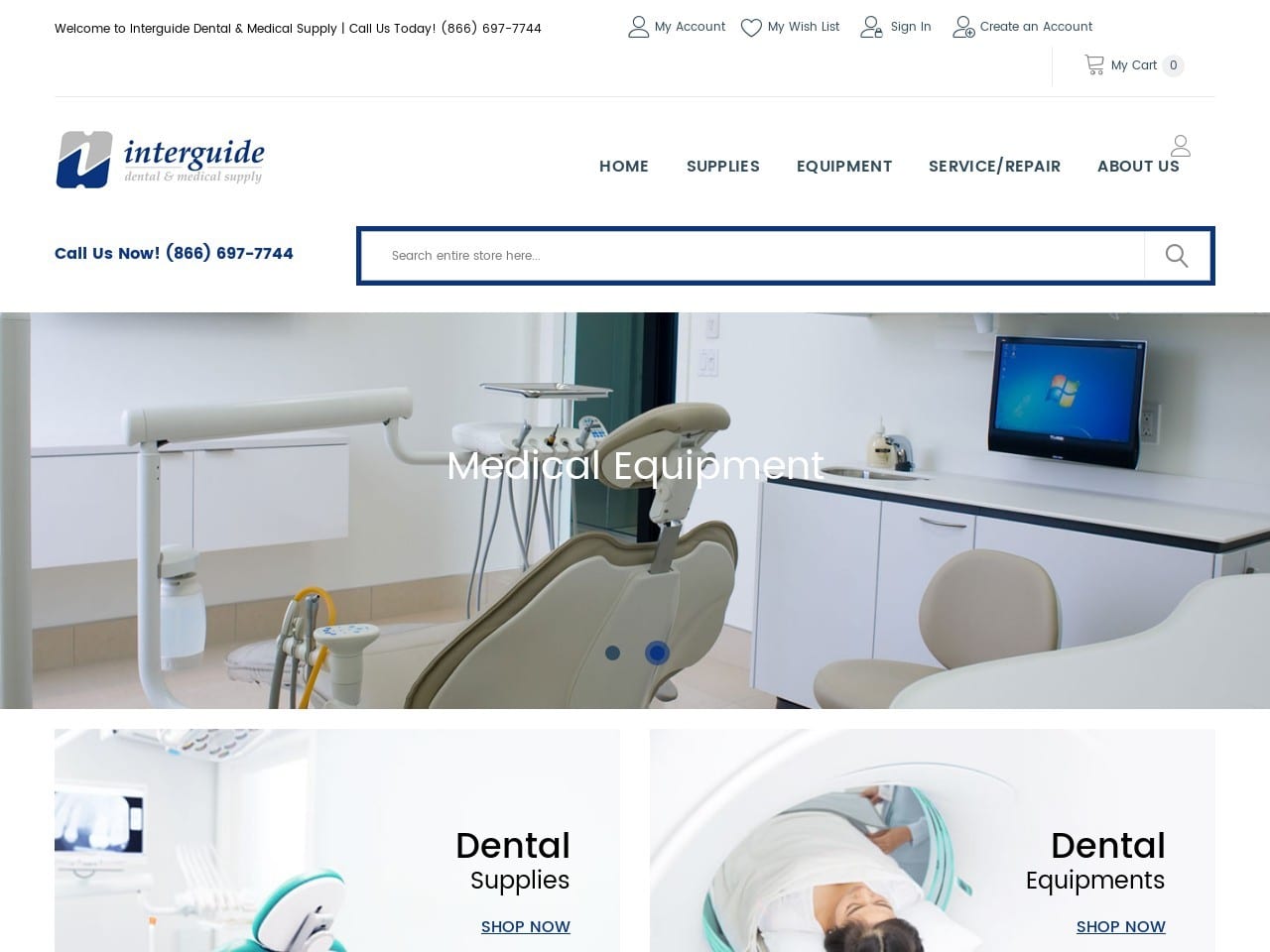 Interguide Dental Supply Website Screenshot from interguidedental.com