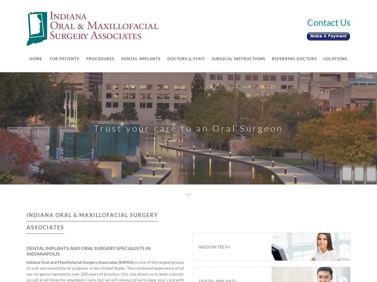 Indiana Oral Dentist Website Screenshot from iomsa.com