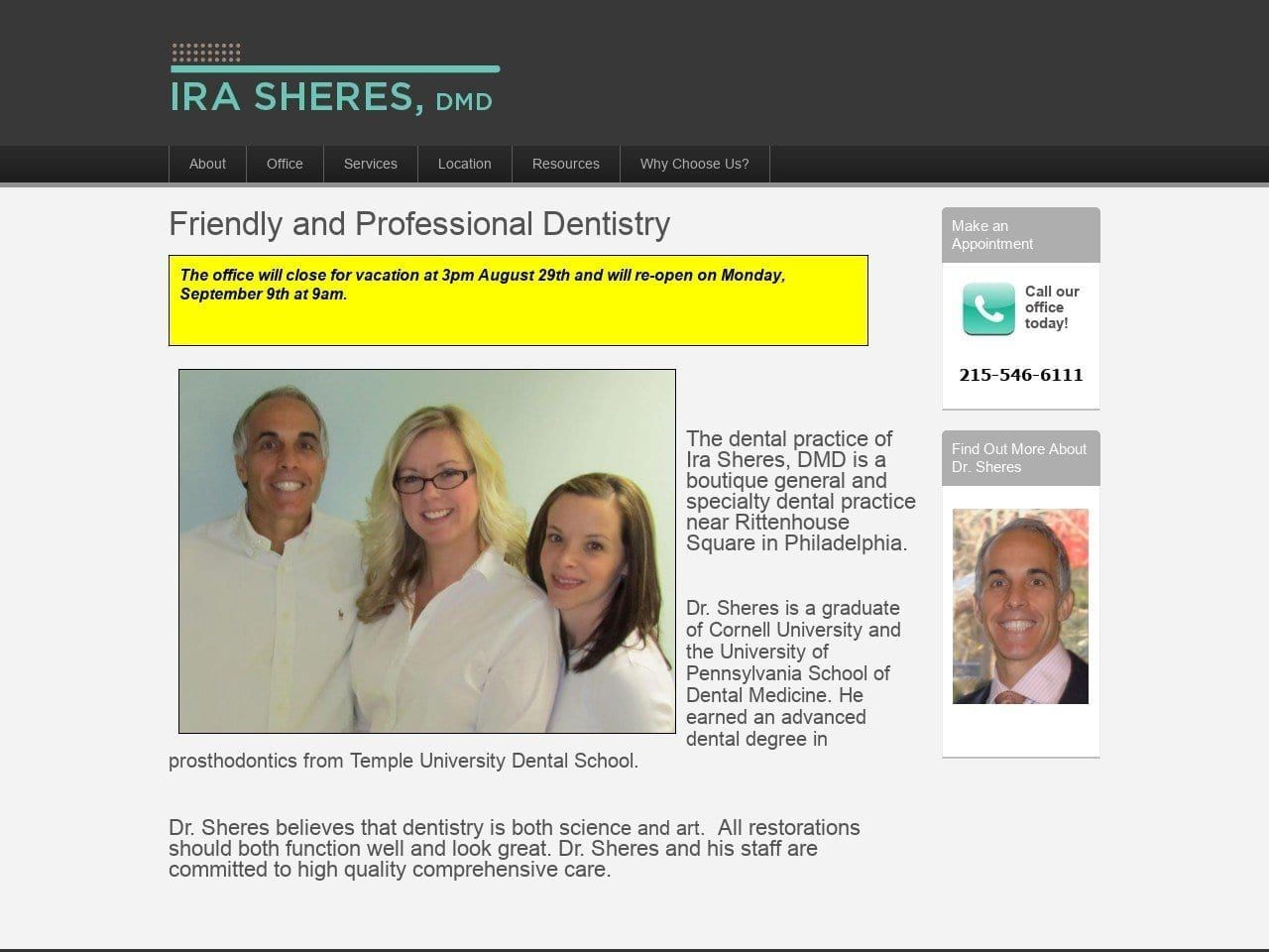 Dr. Ira Sheres Website Screenshot from irasheres.com