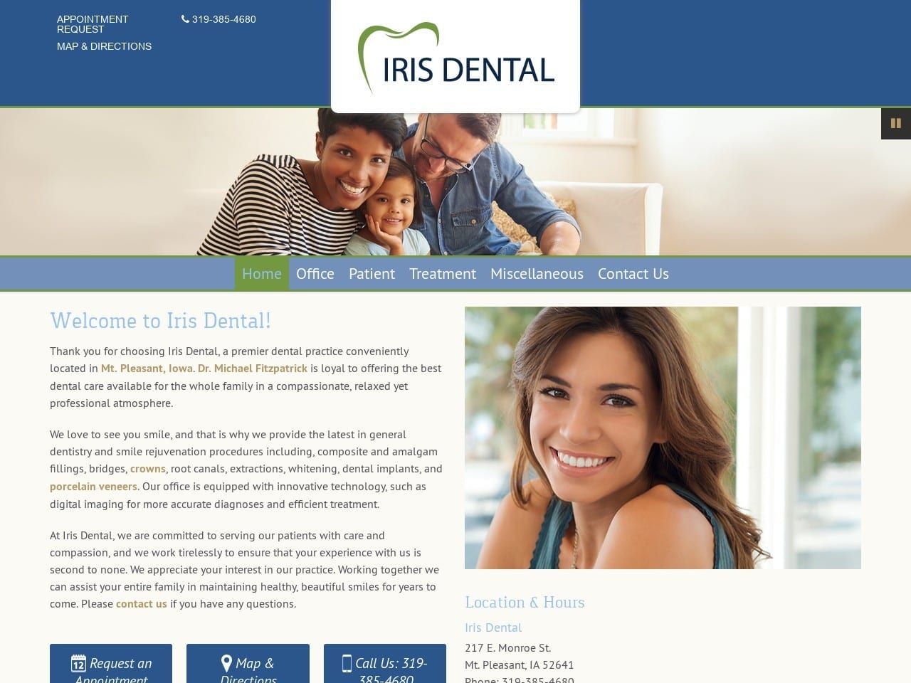 Iris Dental Website Screenshot from irisdentalcare.com