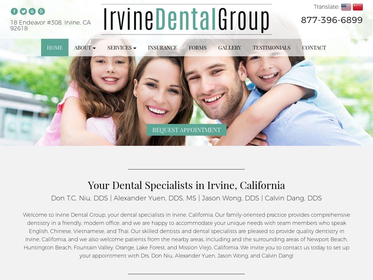 Irvine Dental Group Website Screenshot from irvinedentalgroup.net