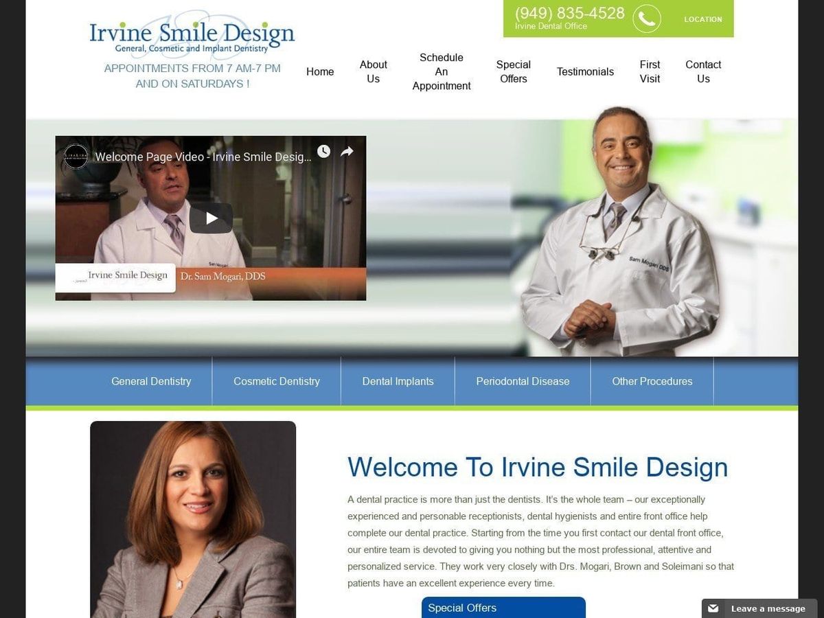 Irvine Smile Designs Website Screenshot from irvinesmiledesign.com