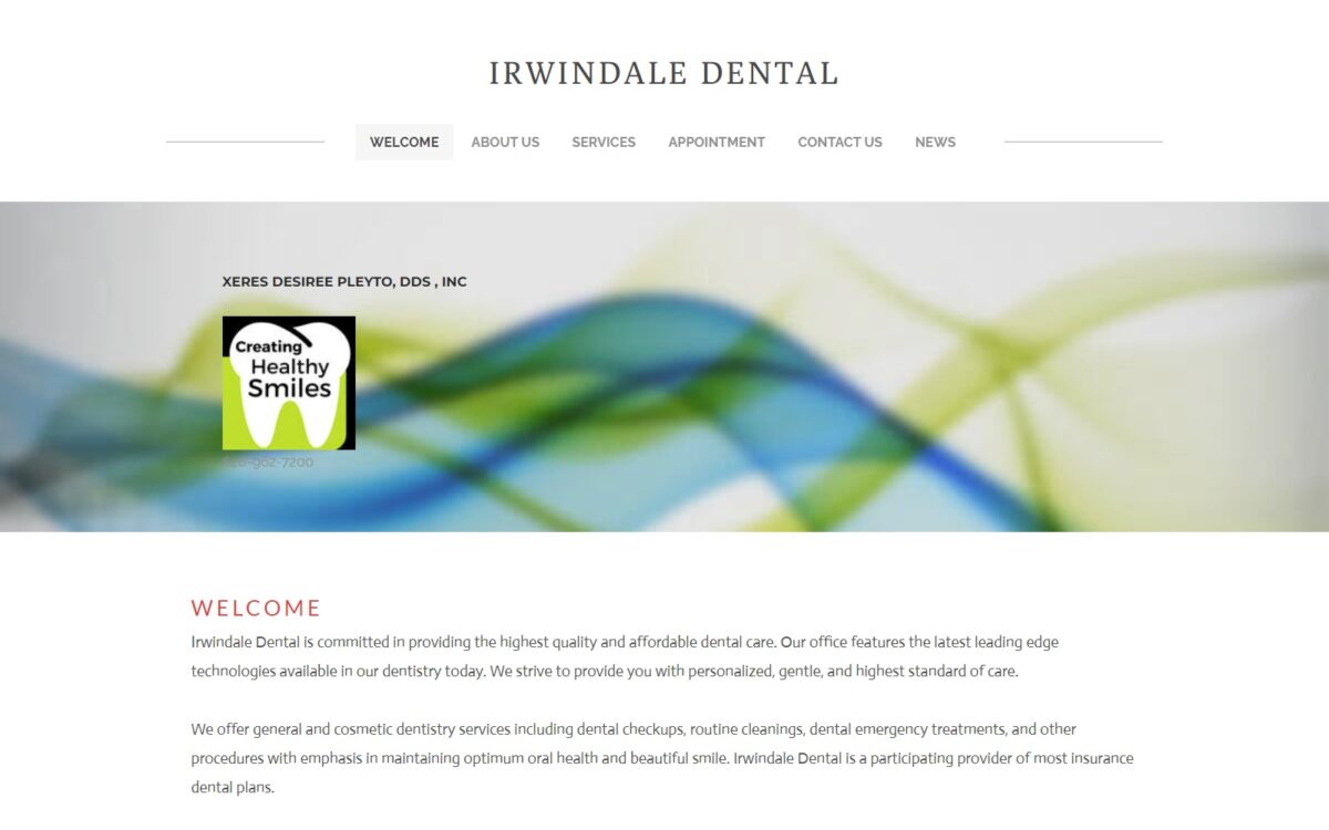 irwindaledental.com screenshot