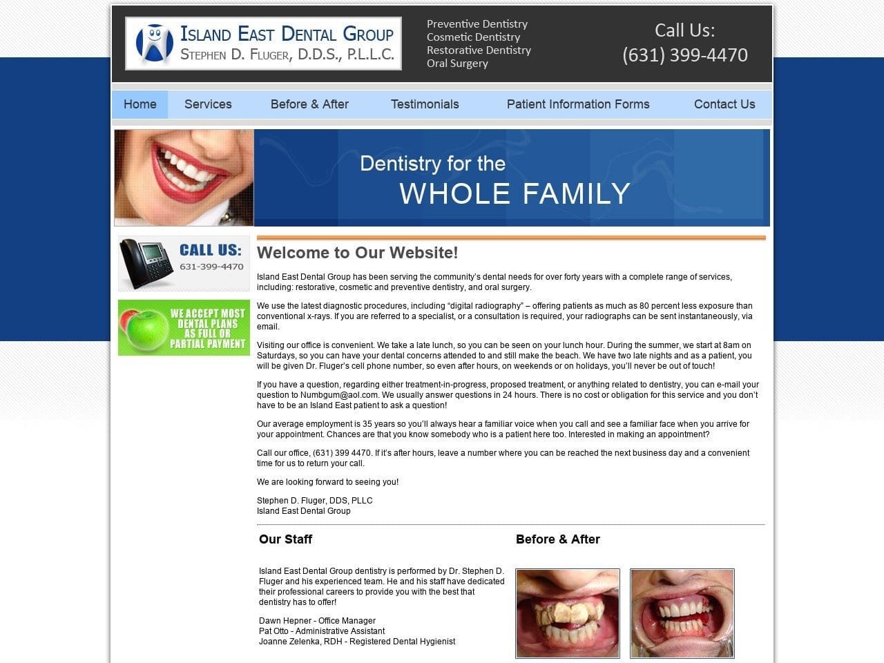 Island East Dental Group Fluger Stephen D DDS Website Screenshot from islandeastdentalgroup.com