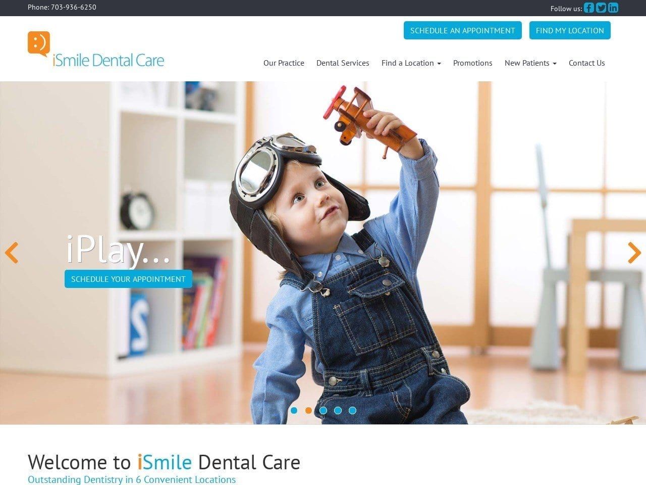 iSmile Dental Care Website Screenshot from ismileva.com