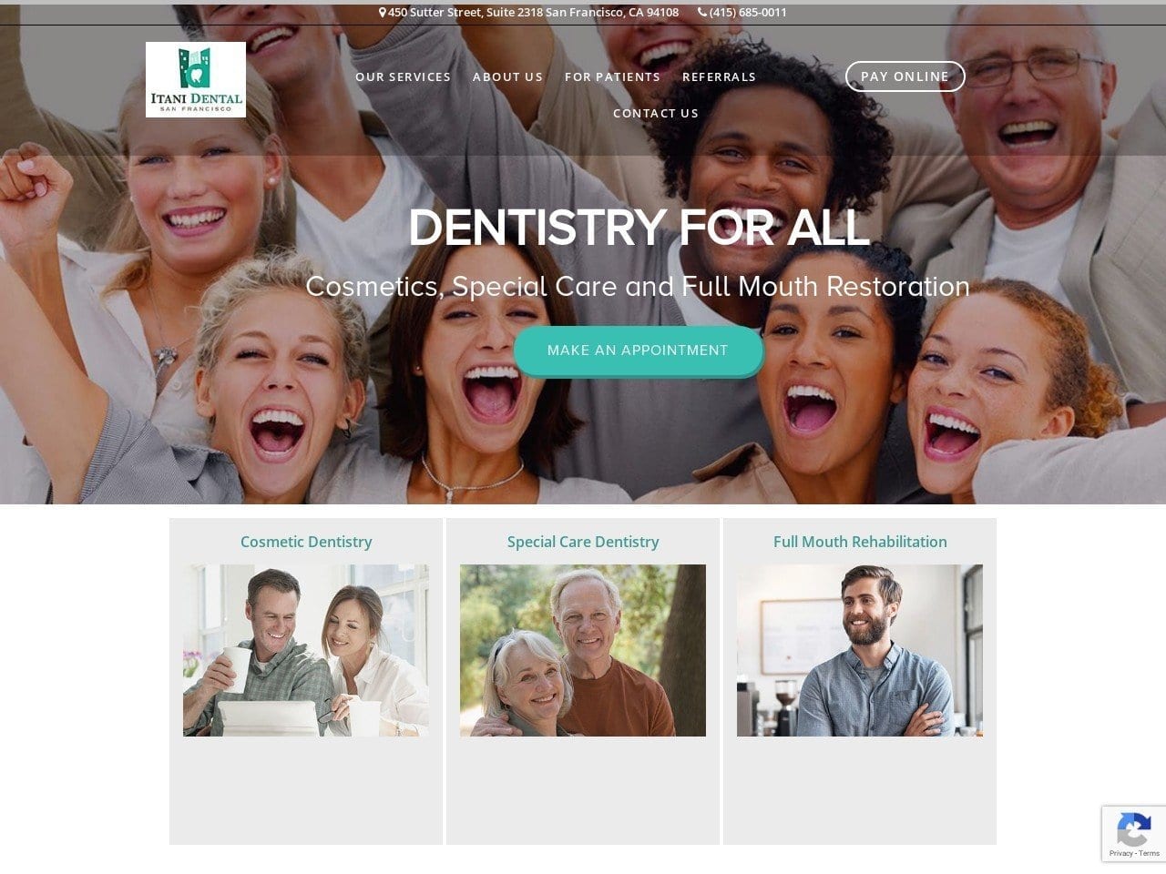 Itani Dental San Francisco Website Screenshot from itanidental.com