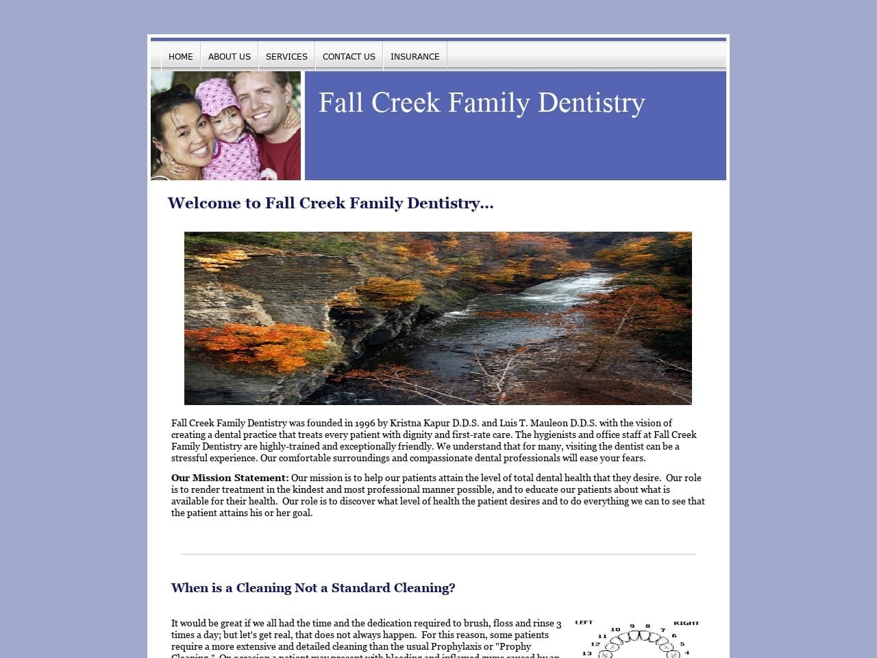 Fall Creek Family Dentist Website Screenshot from ithacadental.com