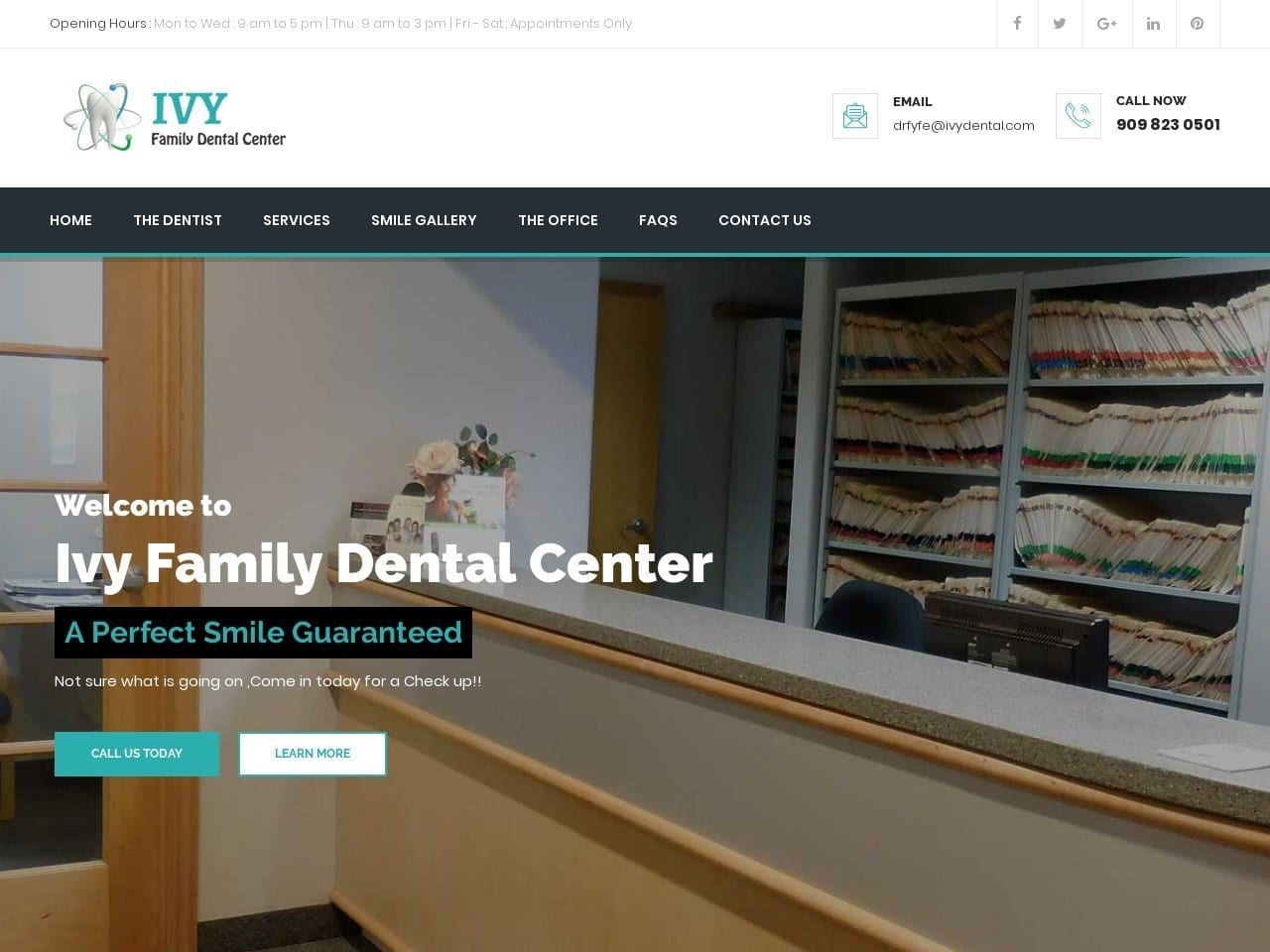 Ivy Family Dental Center Website Screenshot from ivydental.com