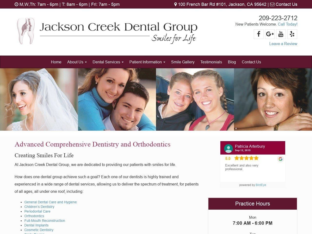 Dr. Craig A. Kinzer DDS Website Screenshot from jacksoncreekdental.com