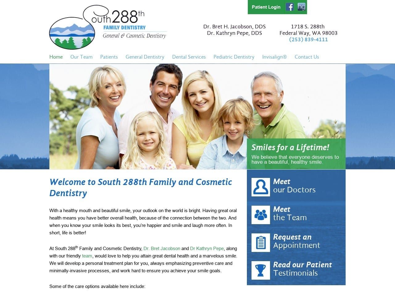 South 288 Family Dentist Website Screenshot from jacobsondds.com