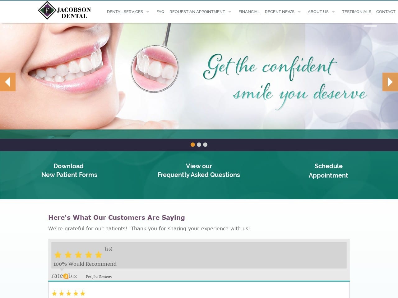 Jacobson Dental Clinic Website Screenshot from jacobsondental.com