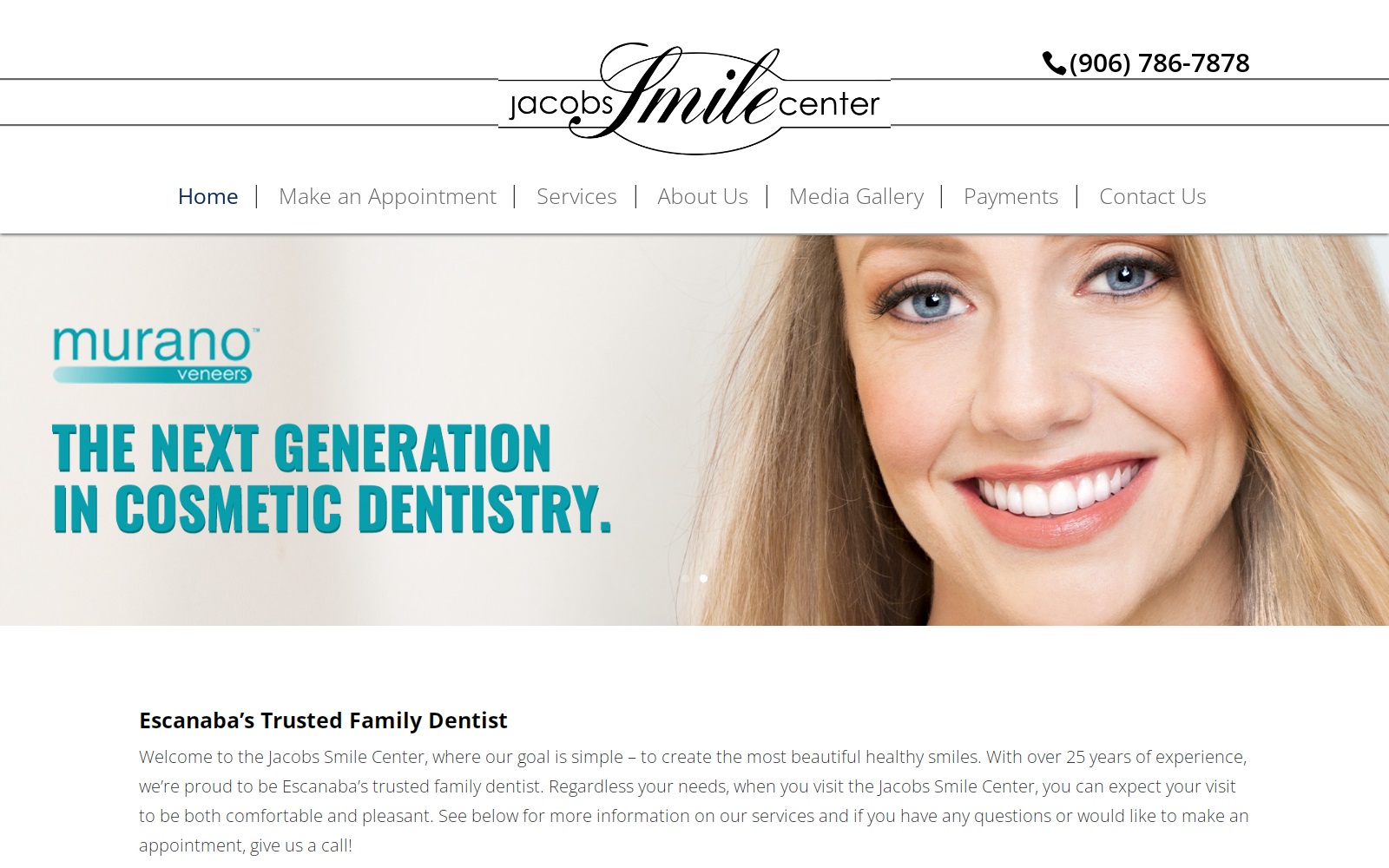 jacobssmilecenter.com screenshot