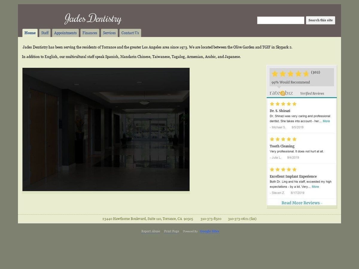 Jades Dentist Website Screenshot from jadesdentistry.com