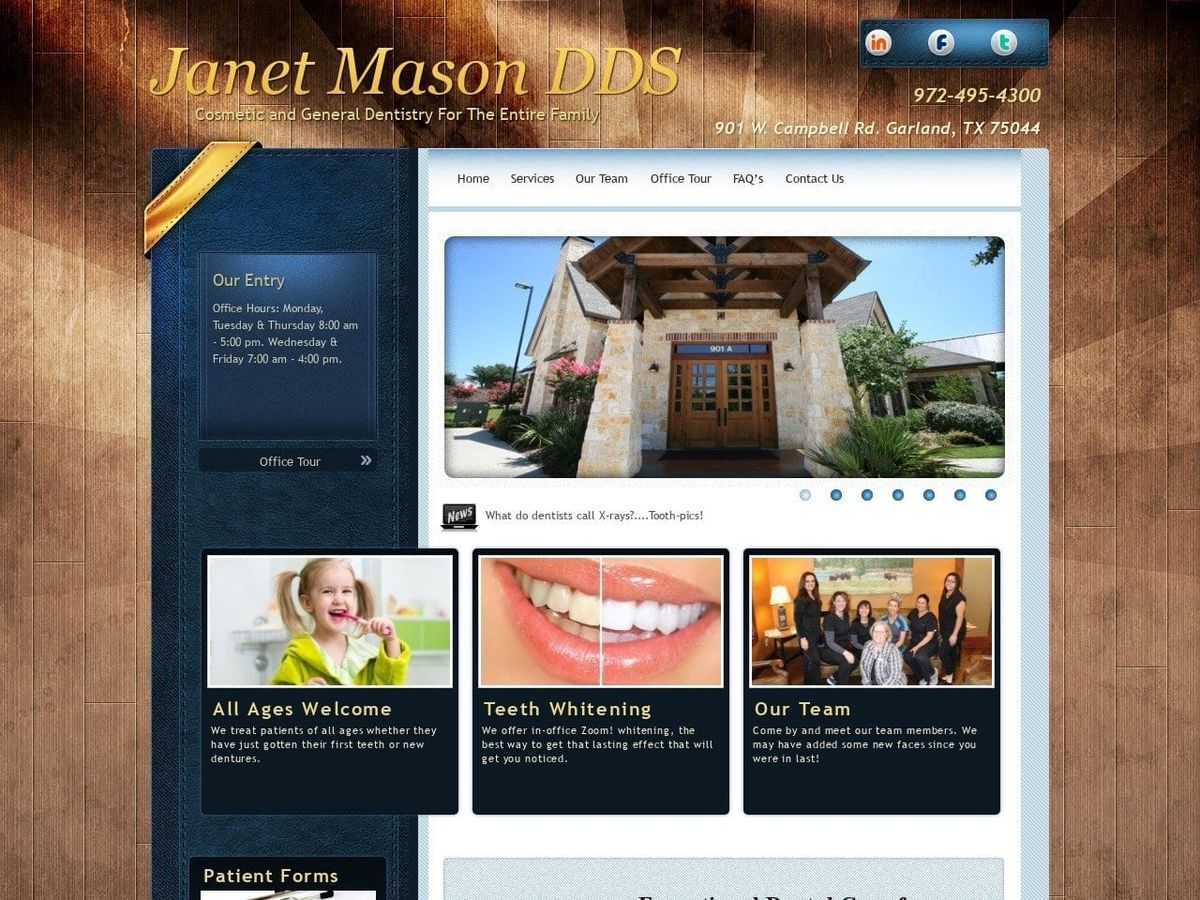 Janet Mason DDS Website Screenshot from janetmasondds.com