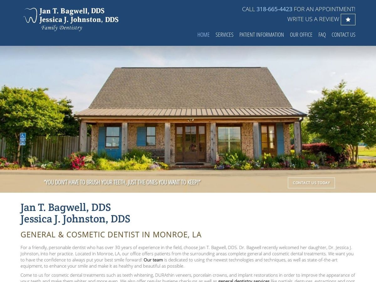 Jan T. Bagwell DDS Website Screenshot from jantbagwelldds.com