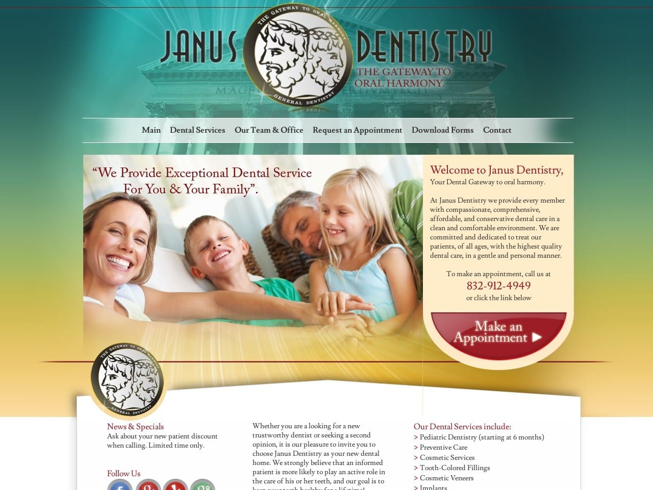 Janus Dentist Website Screenshot from janusdentistry.com