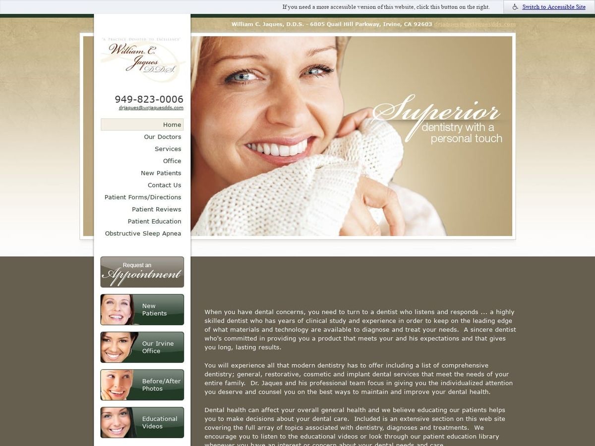 William C. Jaques DDS Website Screenshot from jaquesdds.com