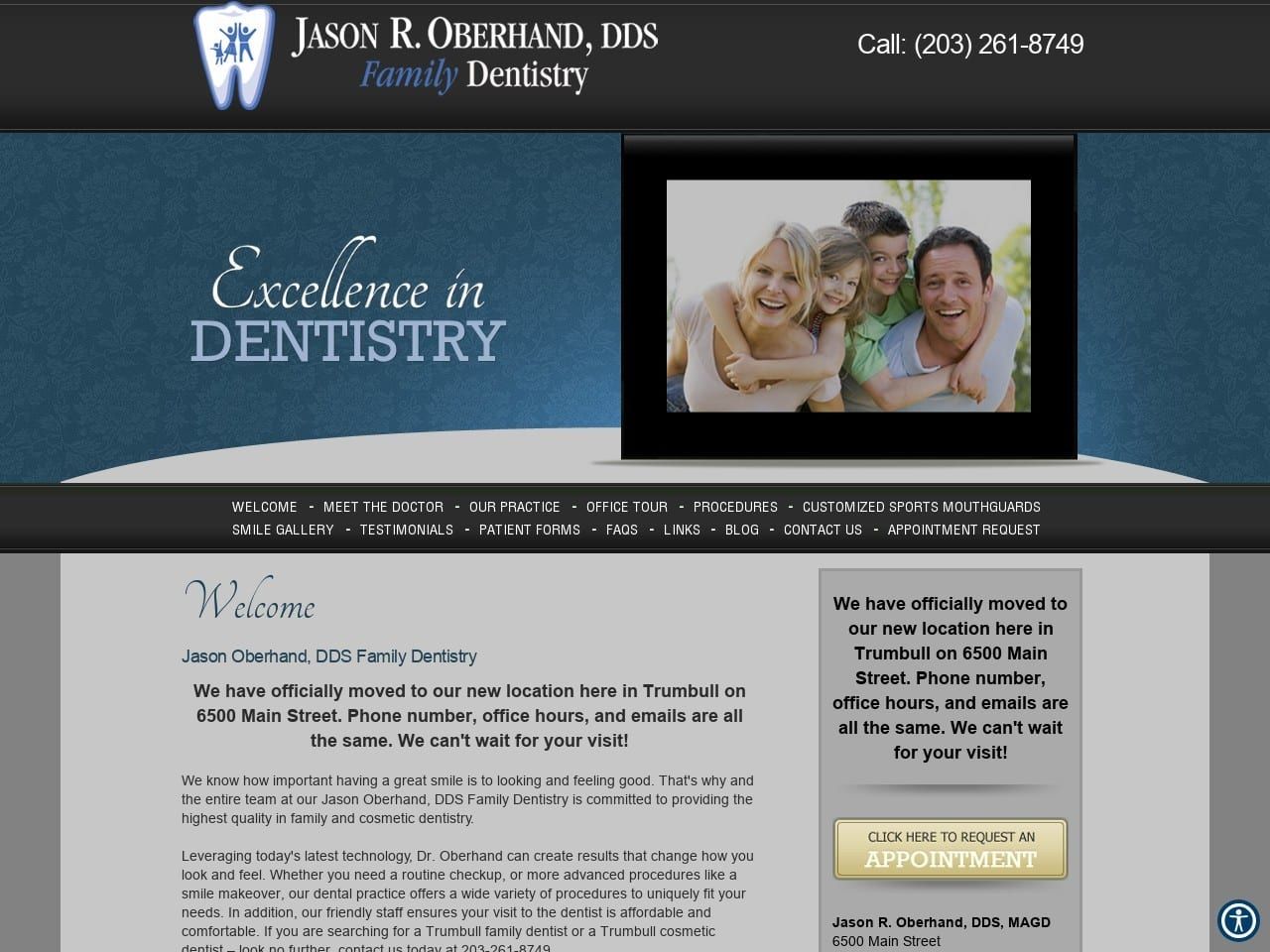 Jason R. Oberhand Family Dentistry Website Screenshot from jasonoberhanddds.com