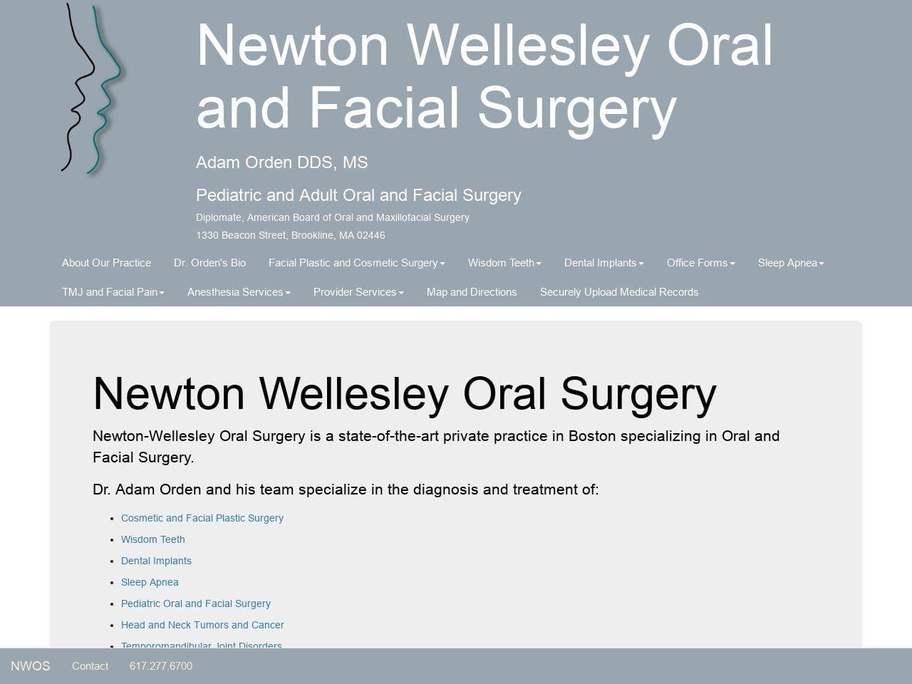 Newton Wellesy Oral Surgery Website Screenshot from jawsurgeon.com