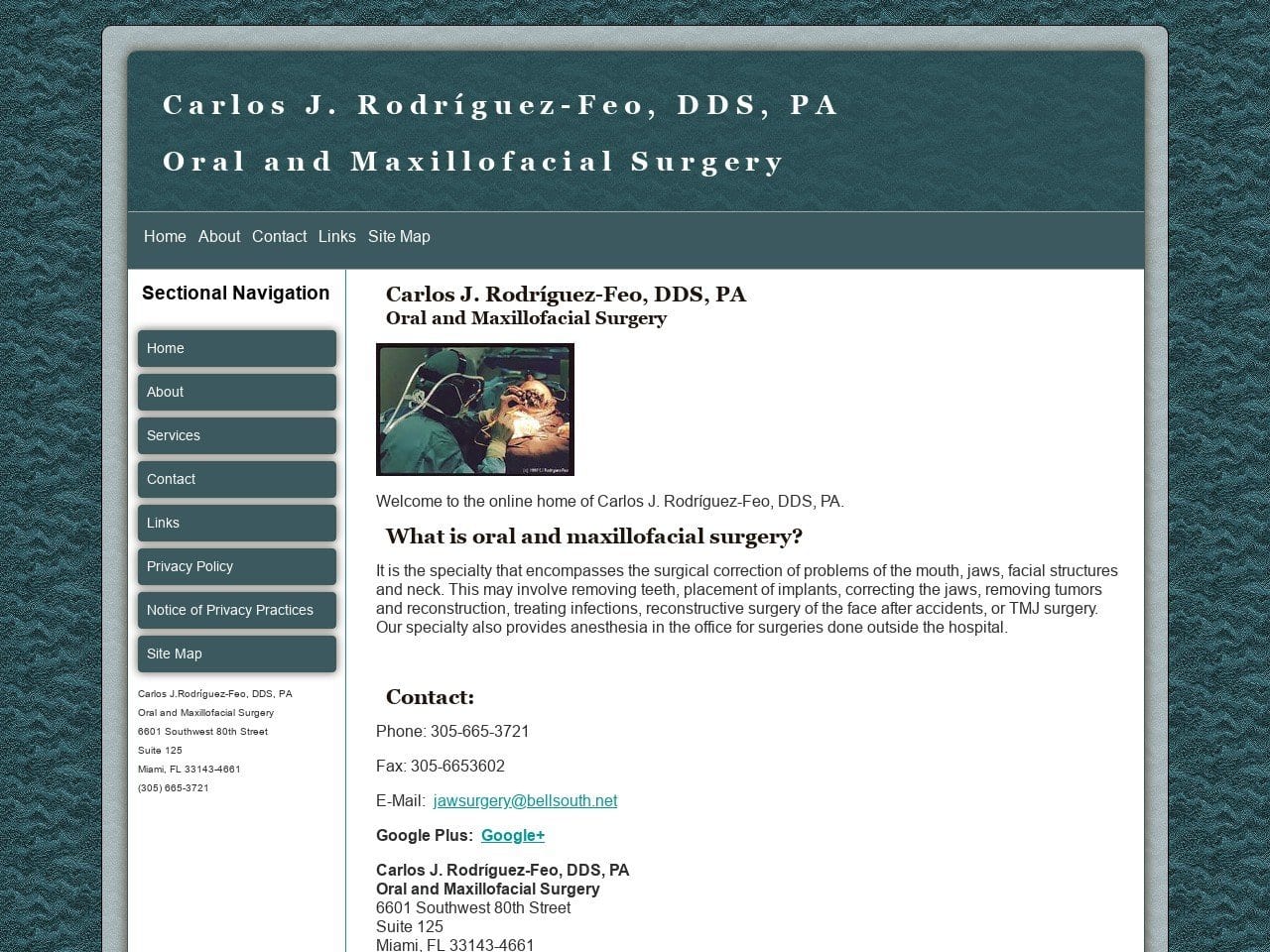 Carlos J. Rodriguez Website Screenshot from jawsurgery.org