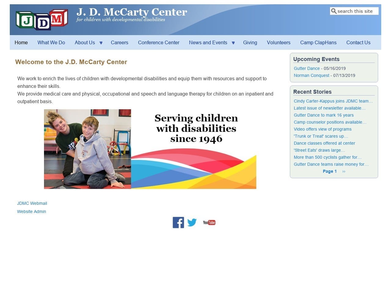 J. D. McCarty Center Website Screenshot from jdmc.org