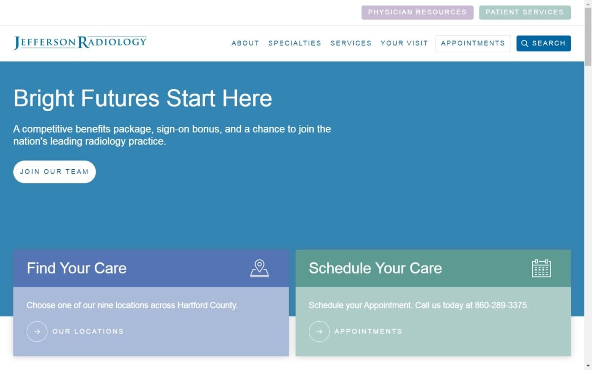 jeffersonradiology.com screenshot