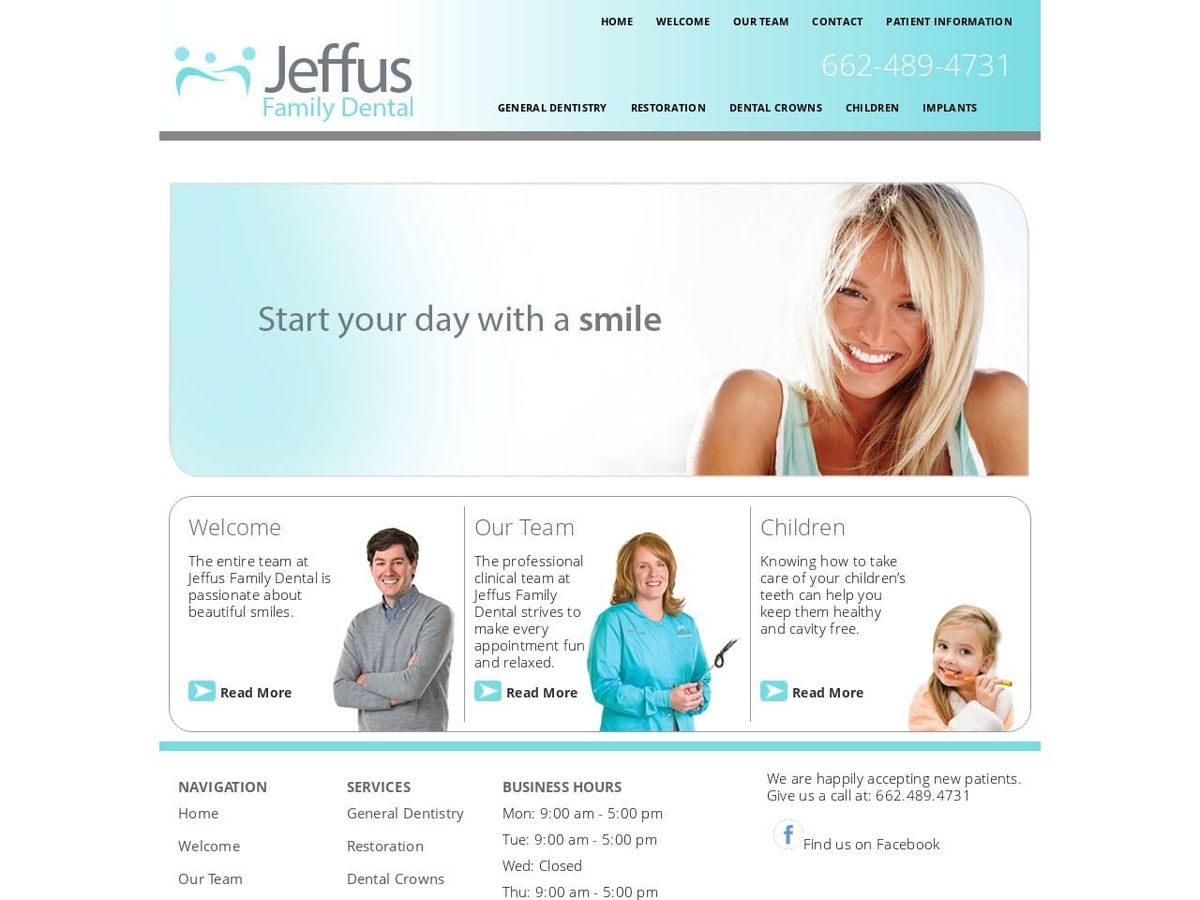 Jeffus Family Dental Website Screenshot from jeffusfamilydental.com