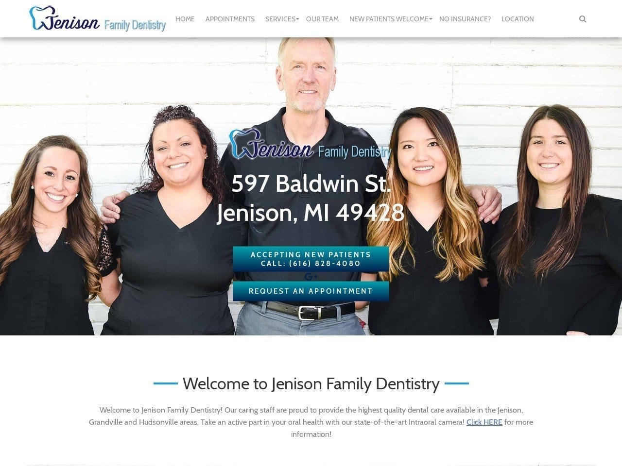 Jenison Family Dentistry Website Screenshot from jenisonfamilydentistry.com