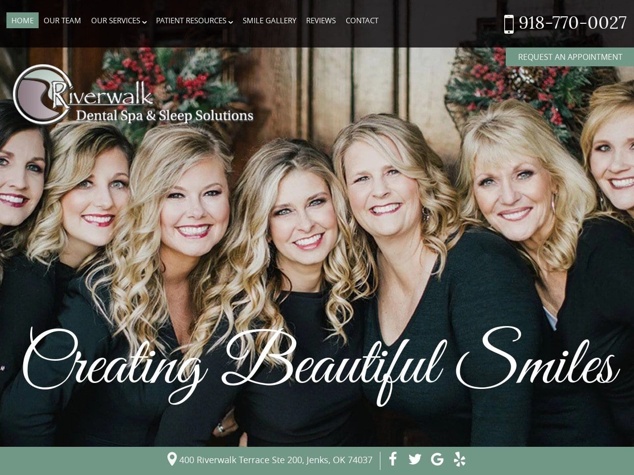 Riverwalk Dental Spa Website Screenshot from jenksokdentist.com