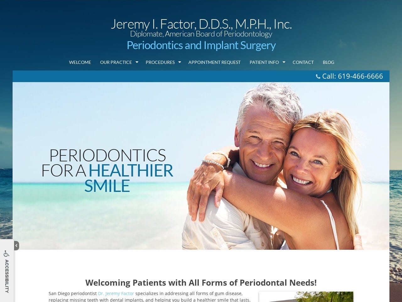 Jeremy Factor Dds Periodontist And Implant Dentist Website Screenshot from jeremyfactordds.com