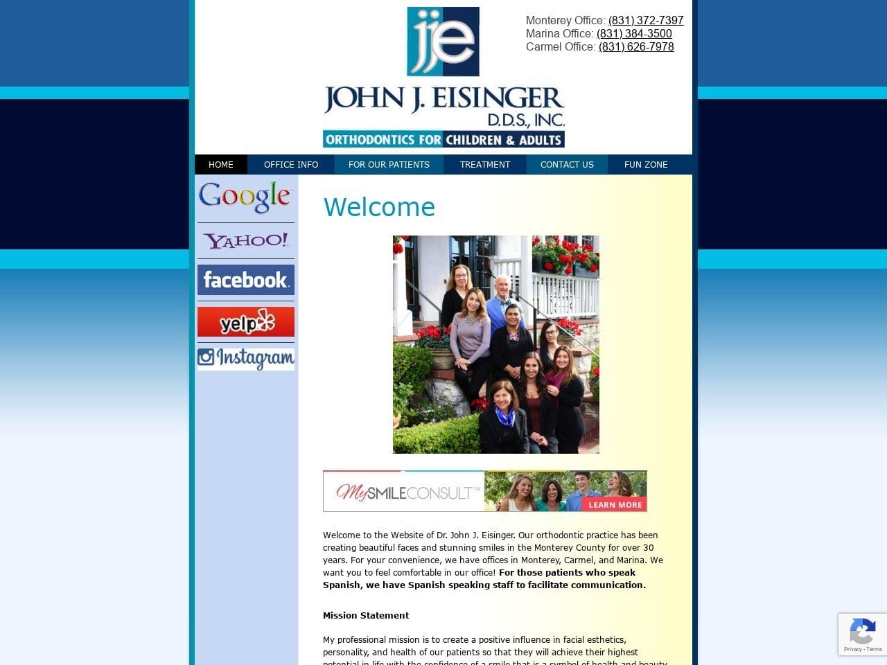 John J Eisinger DDS Website Screenshot from jjeisingerortho.com