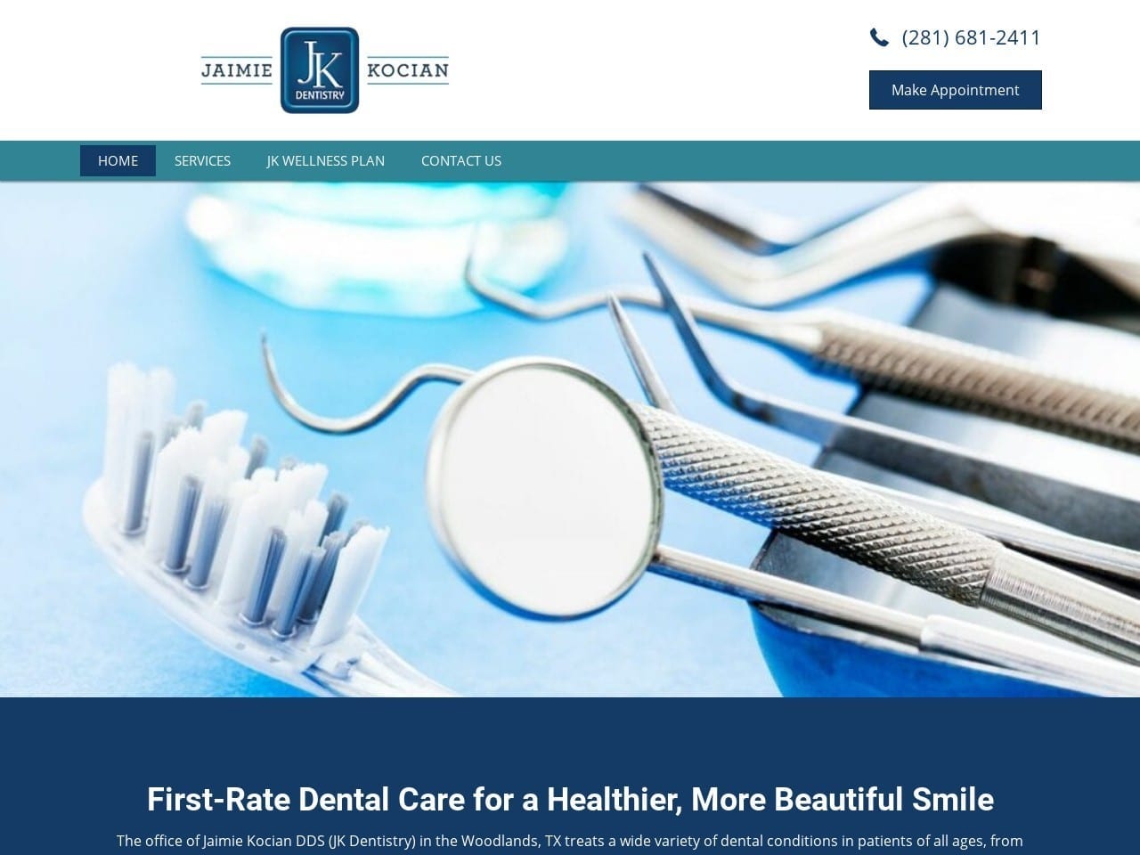 Jaimie Kocian DDS Website Screenshot from jkdentistry.com