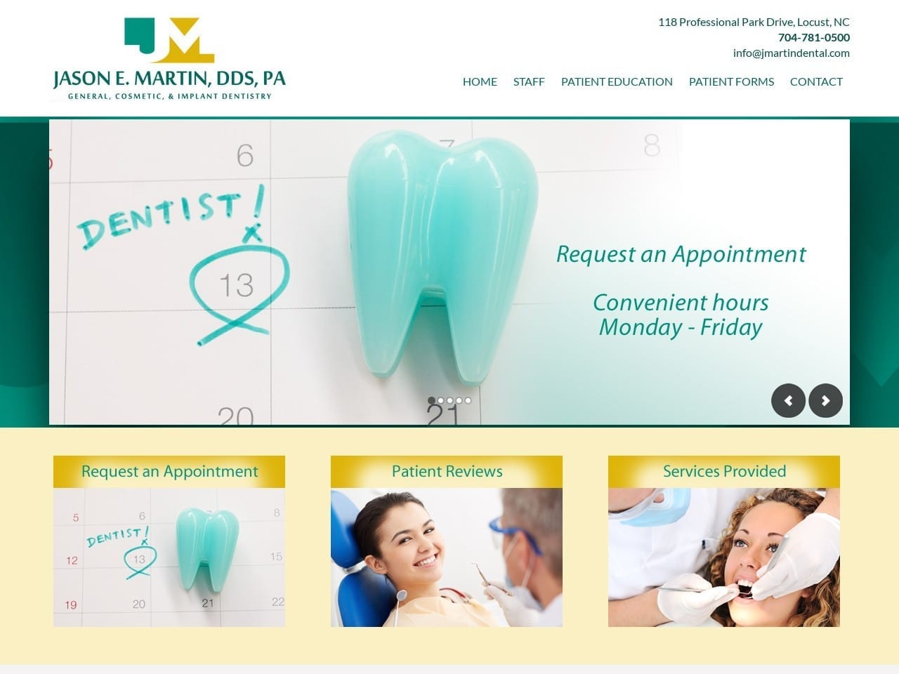 Jason E Martin Dental Website Screenshot from jmartindental.com