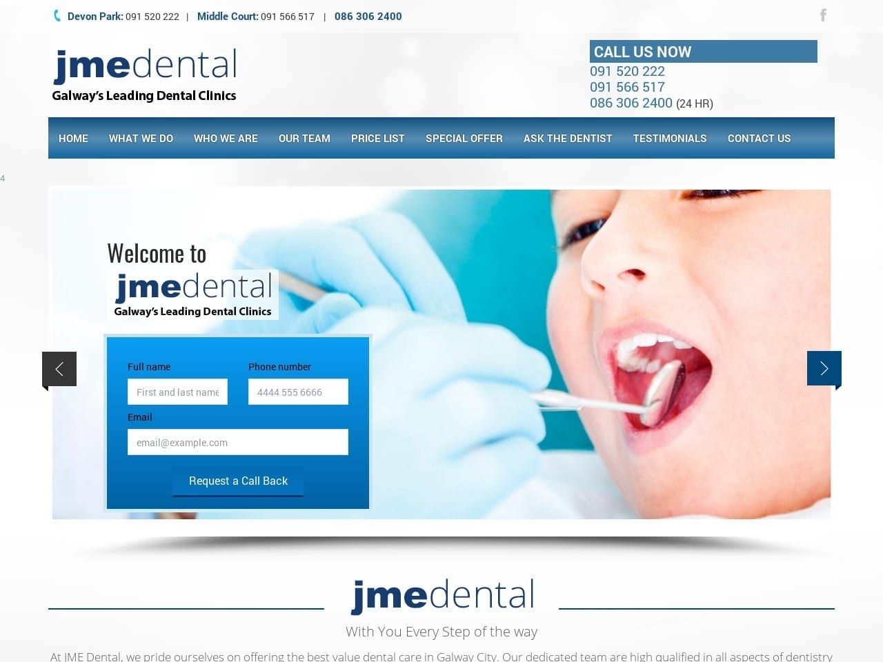 Jme Dental Website Screenshot from jmedental.com