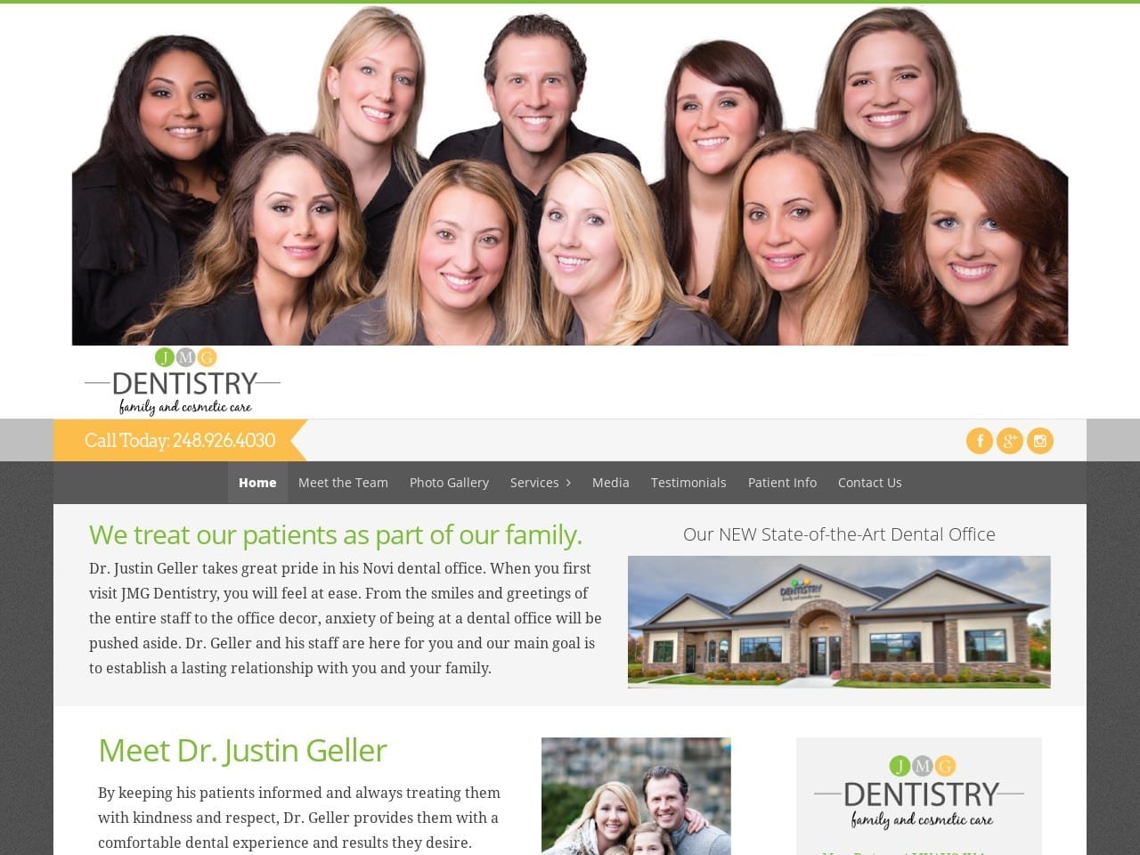 JMG Dentistry Website Screenshot from jmgdentistry.com