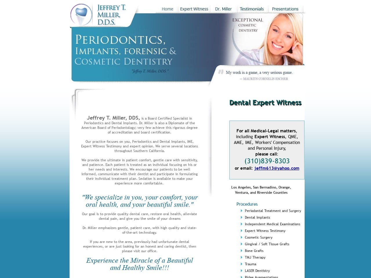 Jeffrey T. Miller DDS Website Screenshot from jmillerdds.com