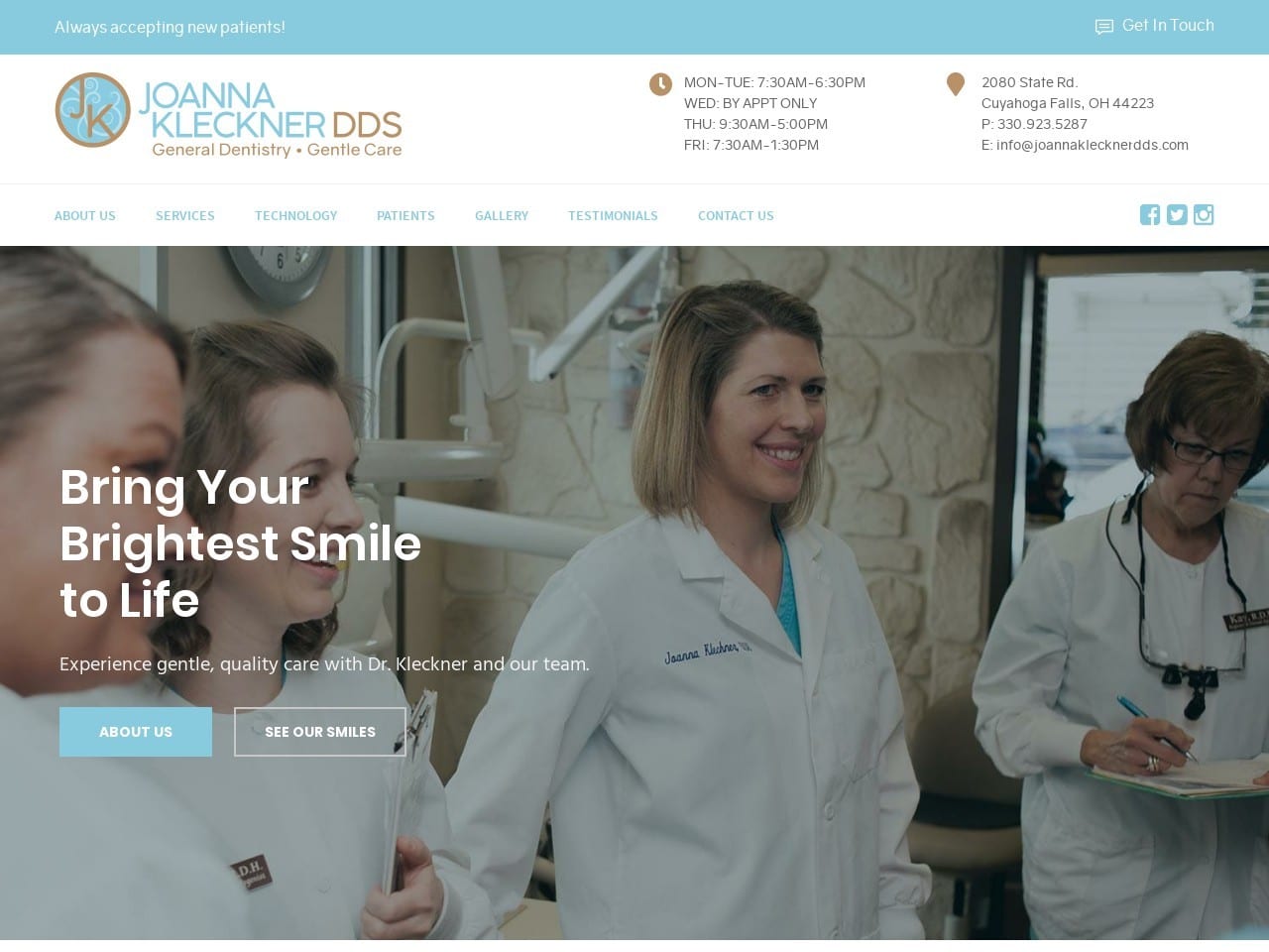 Joanna Kleckner DDS Website Screenshot from joannaklecknerdds.com