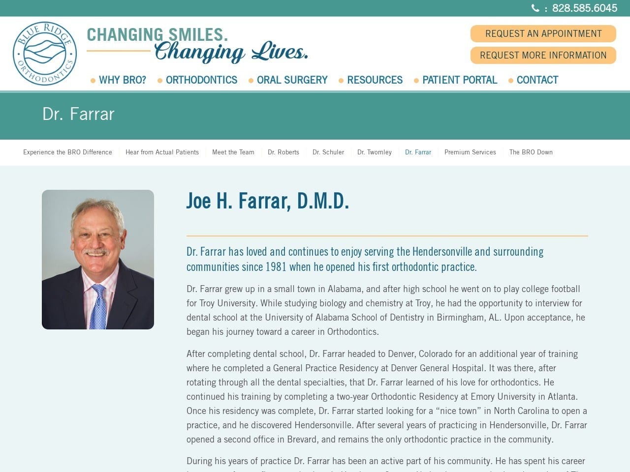 Joe H Farrar Dental Office Website Screenshot from joesbraces.com