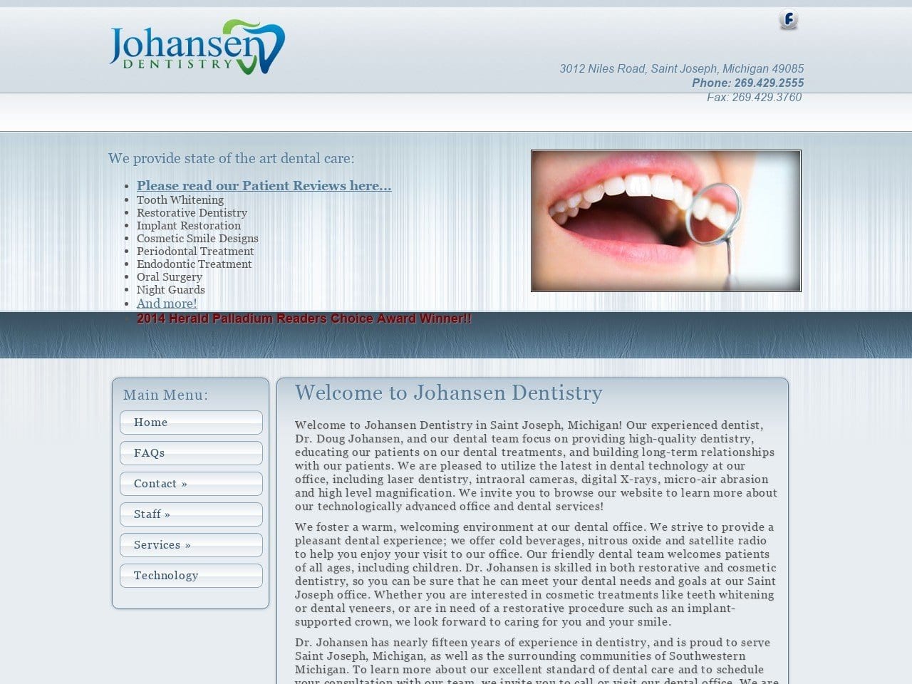 Johansen Dentist Website Screenshot from johansendentistry.com