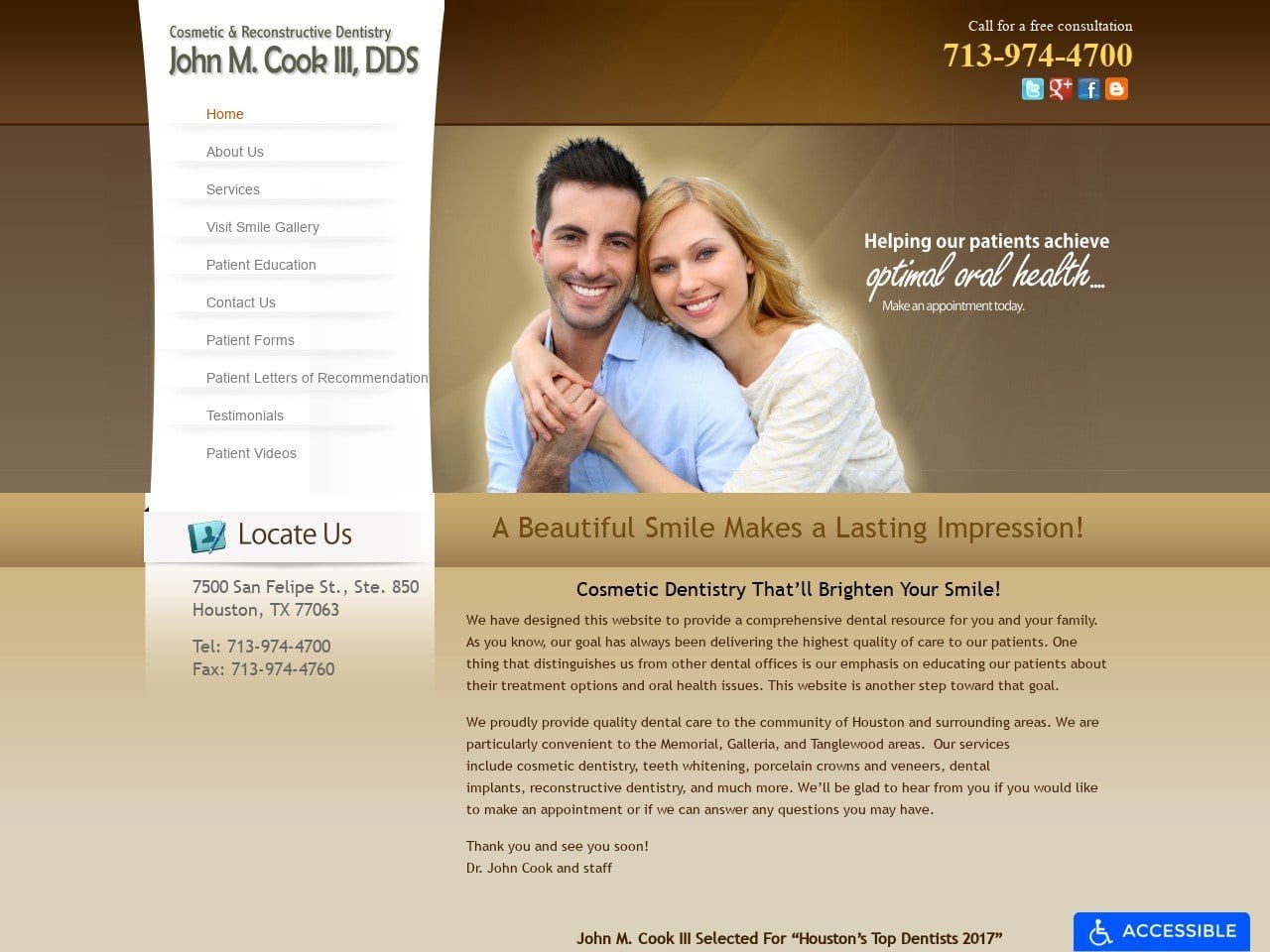 John M. Cook III D.D.S. Website Screenshot from johncookdds.com