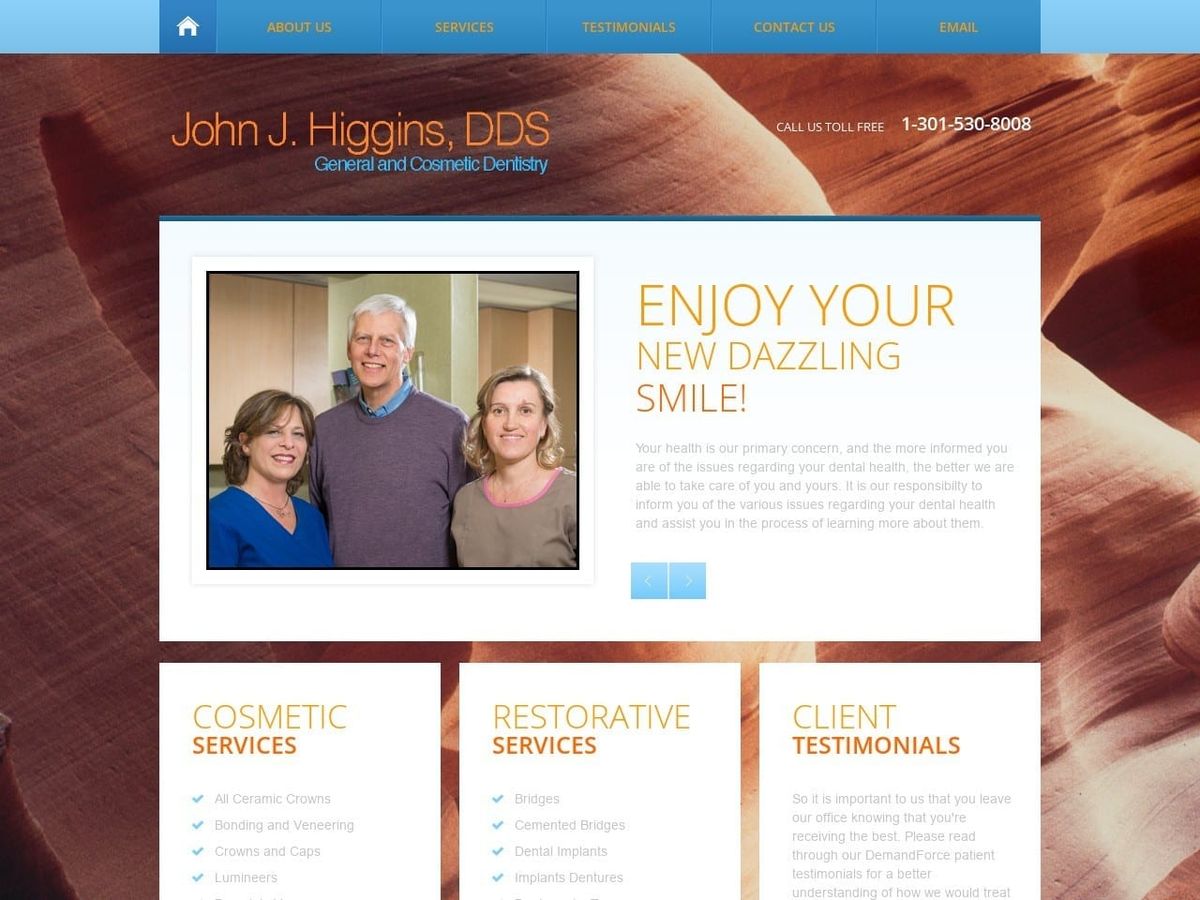 Dr. John J. Higgins DDS Website Screenshot from johnjhigginsdds.com