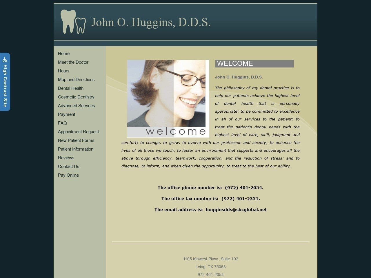 Huggins John DDS Website Screenshot from johnohugginsdds.com