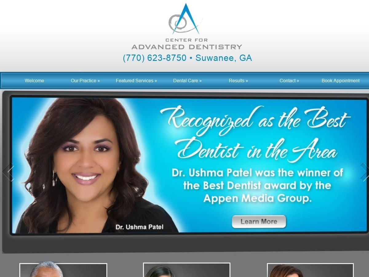 Dr. Ushma Patel Website Screenshot from johnscreeksedationdentist.com